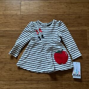 NWT Kids Headquarters Striped Appliqué Dress, Size 18M